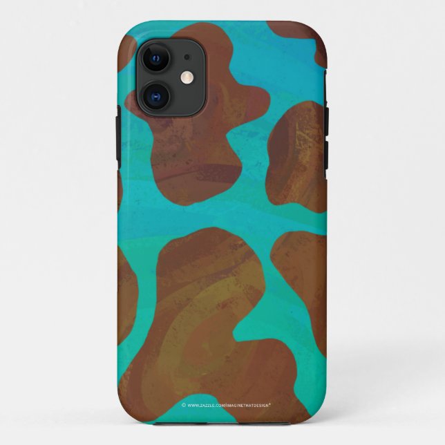 Coques Case-Mate iPhone Impression Brown et Turquoise de vache (Dos)