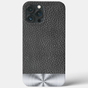 Case-Mate iPhone Case Impression cuir noir et acier