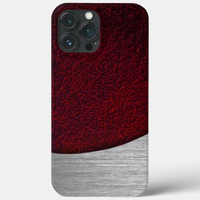 Coques Case-Mate iPhone Impression Cuir Rouge et Acier Brossé (Verso)