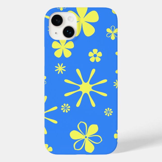 Coques Case-Mate iPhone Impression de fleurs bleu et jaune  (Verso)