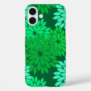 iPhone 16 Plus Case Impression de kimono floral moderne, vert émeraude