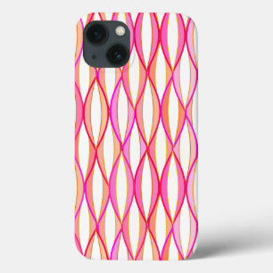 Etui iPhone 13 Impression de ruban de milieu de siècle - corail e