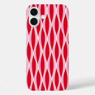 iPhone 16 Plus Case Impression de ruban de milieu de siècle, rouge cor