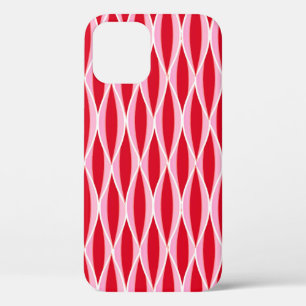 Coque iPhone 12 Pro Impression de ruban de style milieu de siècle, rou