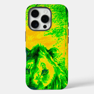 iPhone 16 Pro Case Impression Fluorante Lion Art Vision Night