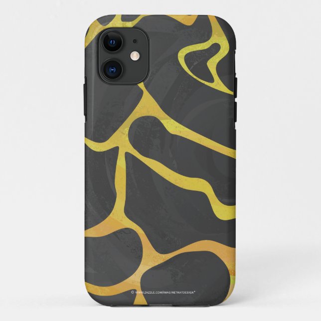 Coques Case-Mate iPhone Impression Giraffe noir et jaune (Dos)