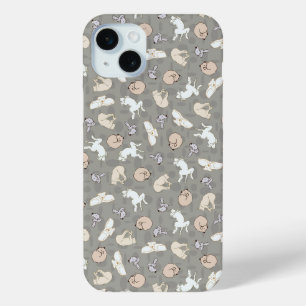 Coque iPhone 15 Mini Impression inspirée de chien endormi en gris orang