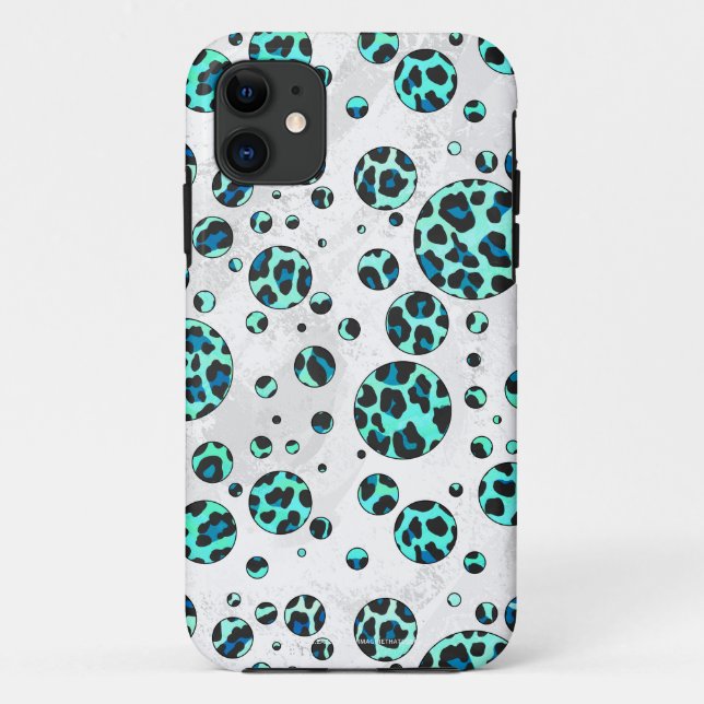 Coques Case-Mate iPhone Impression léopard noir et sarcelle (Dos)