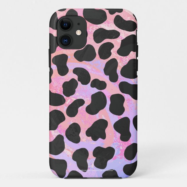 Coques Case-Mate iPhone Impression noire et rose dalmate (Dos)