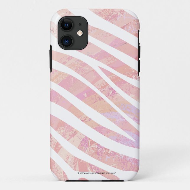 Coques Case-Mate iPhone Impression rose et blanc Zebra (Dos)