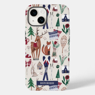 Coque Pour iPhone 14 Impression tout en bois nordique après-ski de Noël
