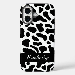 Coque Pour iPhone 16 Impression vache noir et blanc 