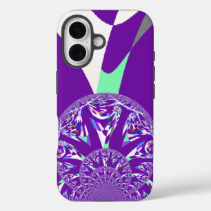 Coque Pour iPhone 16 Imprimante d'art bleu rétro Cyan Kaleidoscope