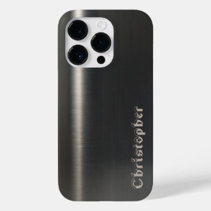 Coque Pour iPhone 14 Pro Imprimante en acier inoxydable en titane noir