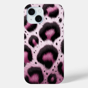 Coque Pour iPhone 15 Imprimé animal à taches de fourrure léopard rose e