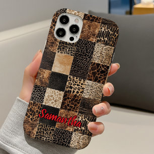 Coque Pour iPhone 16 Imprimé animal chic collage monogramme léopard