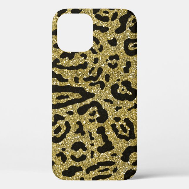 Coques Case-Mate iPhone Imprimé animal de léopard guépard noir paillettes  (Verso)