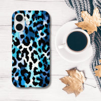 Imprimé animalier léopard guépard bleu noir gras