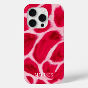 Coque iPhone 15 Pro Imprimé animalier léopard rose rouge chic féminin