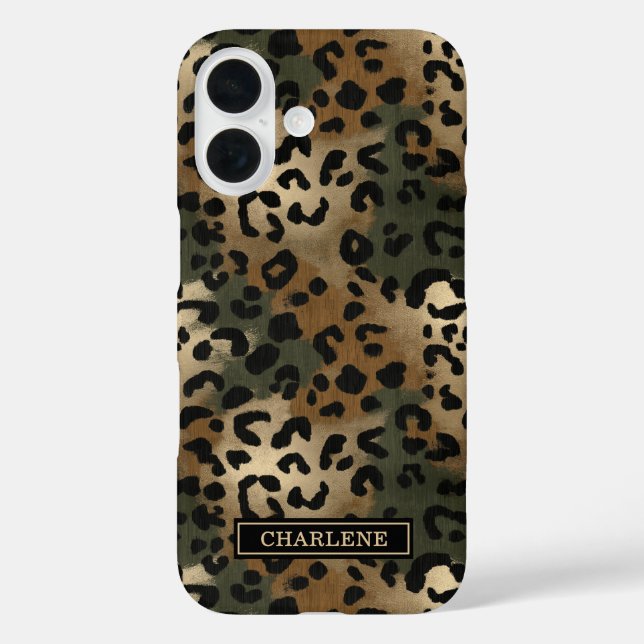 Coques Case-Mate iPhone Imprimé Camo Léopard Monogrammé (Verso)