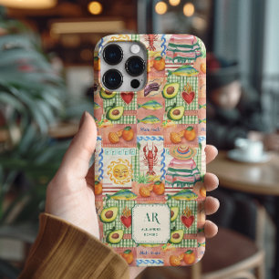 Coque iPhone 15 Pro Max Imprimé de patchwork mexicain coloré avec monogram