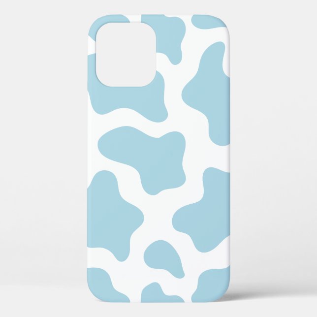 Coques Case-Mate iPhone imprimé de vache bleu pastel kawaii (Verso)