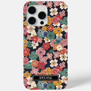 Coque iPhone 15 Pro Max Imprimé floral japonais coloré monogrammé