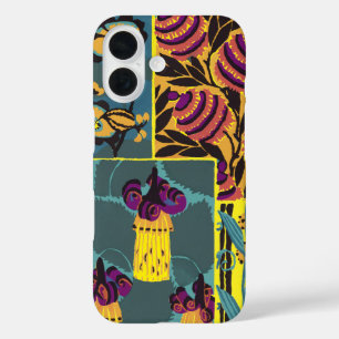 Coque Pour iPhone 16 Imprimé floral violet et sarcelle maximaliste vibr