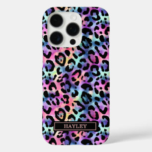 Coques iPhone 16 Pro Imprimé léopard iridescent monogrammé