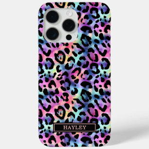 Coque iPhone 15 Pro Max Imprimé léopard iridescent monogrammé