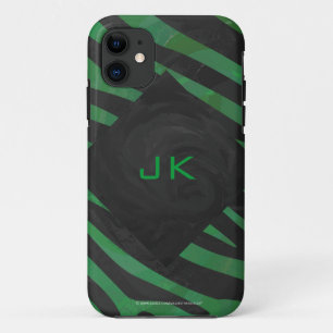 Etui iPhone Case-Mate Imprimé monogramme noir et vert zèbre