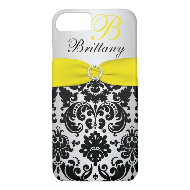 Coques Case-Mate iPhone IMPRIMÉ RIBBON Noir Jaune Argent Damas iPhone 7 (Dos)