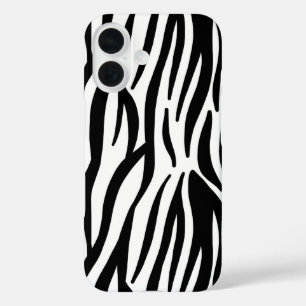 Coque Pour iPhone 16 imprimé zèbre noir blanc