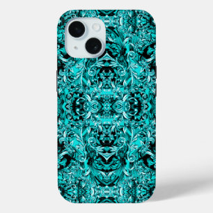 COQUE POUR iPhone 15 IMPRIMER BAROQUE ITALIEN VERT DE MER