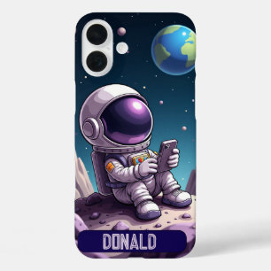 Coques iPhone 16 Plus Imprimer l'art astronaute de la Lune