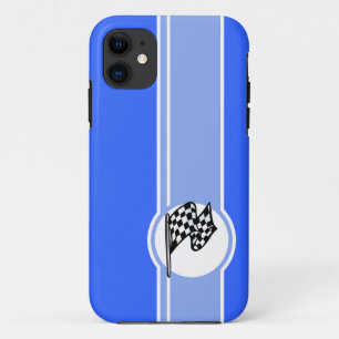Coque iPhone 11 Indicateur À damiers ; Bleu
