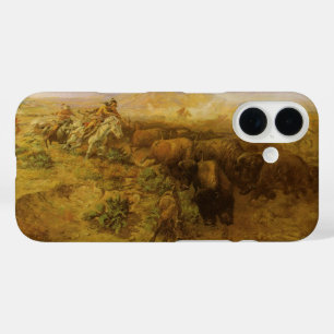 Coques iPhone 16 Indiens vintage, chasse aux buffles par CM Russell