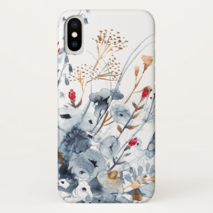 Case-Mate iPhone Case Indigo et ocre - fleurs d'aquarelle