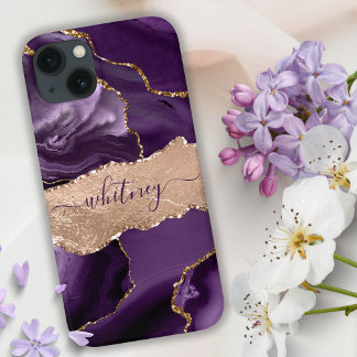 Case-Mate iPhone Case Indigo Purple Agate & Rose Gold Parties scintillan