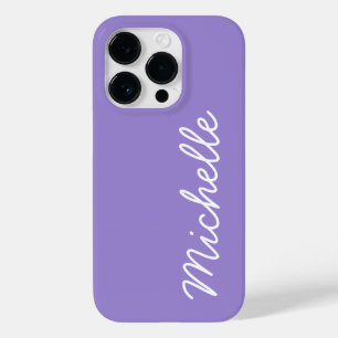 Coque Pour iPhone 14 Pro Indigo Purple & Blanc Nom ou texte personnalisé