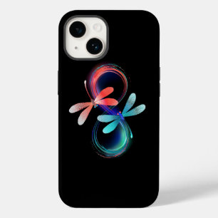 Coque Pour iPhone 14 Infini avec des libellules lumineuses