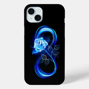 Coque iPhone 15 Mini Infini lumineux avec rose bleue