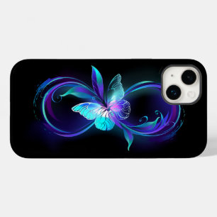 Coque Pour iPhone 14 Plus Infinité brillante avec papillon magique