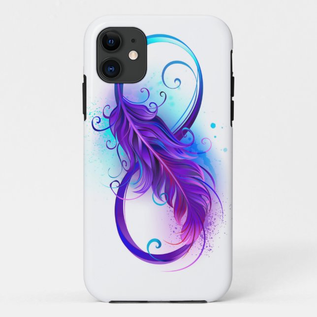 Coques Case-Mate iPhone Infinity with purple feather (Dos)