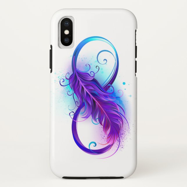 Coques Case-Mate iPhone Infinity with purple feather (Dos)