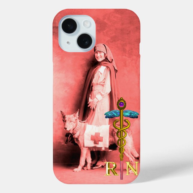 Coques Case-Mate iPhone INFIRMER ET SECOURIR DOG /Gold Caduceus RN Emblem (Verso)