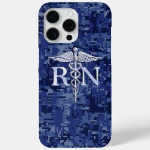 Coque iPhone 15 Pro Max Infirmière autorisée RN Caduceus sur Camo de la Ma