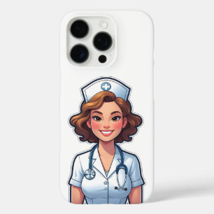 Coques iPhone 16 Pro Infirmière de style caricature - Joli héros Médica