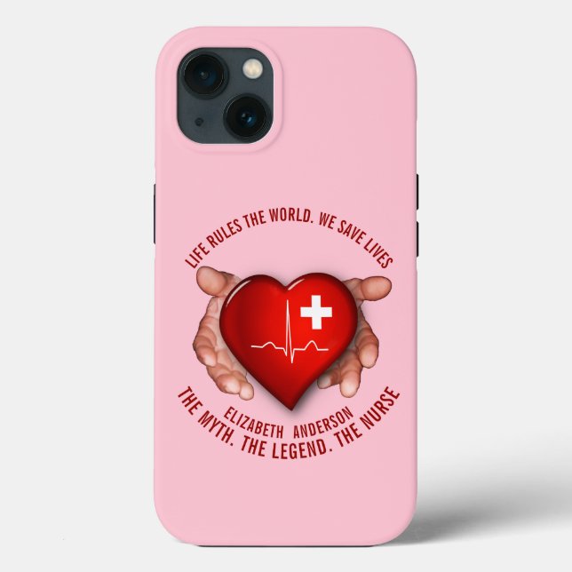 Coques Case-Mate iPhone Infirmière Enregistrée Au Coeur Rouge Dans Les Mai (Verso)