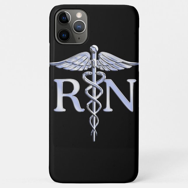 Coques Case-Mate iPhone Infirmière inscrite RN Caduceus Snakes Style on Bl (Dos)